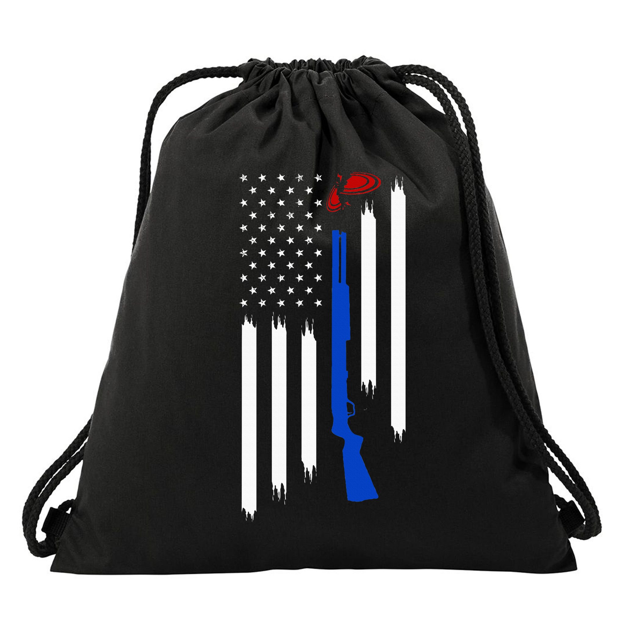 Patriotic Skeet Trap Clay Pigeon Shotgun Shooting Drawstring Bag