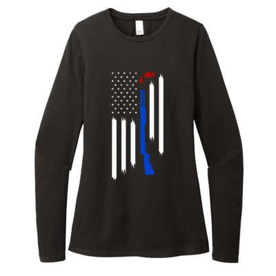 Patriotic Skeet Trap Clay Pigeon Shotgun Shooting Womens CVC Long Sleeve Shirt