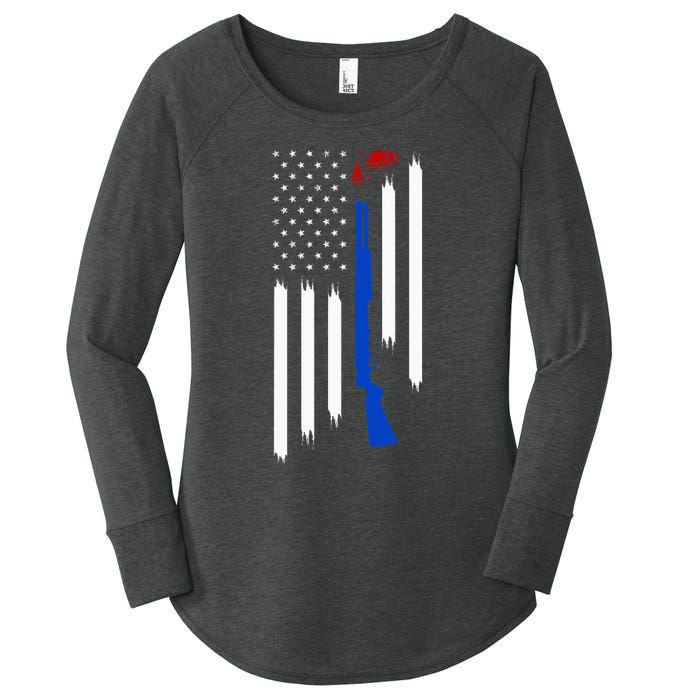 Patriotic Skeet Trap Clay Pigeon Shotgun Shooting Women's Perfect Tri Tunic Long Sleeve Shirt