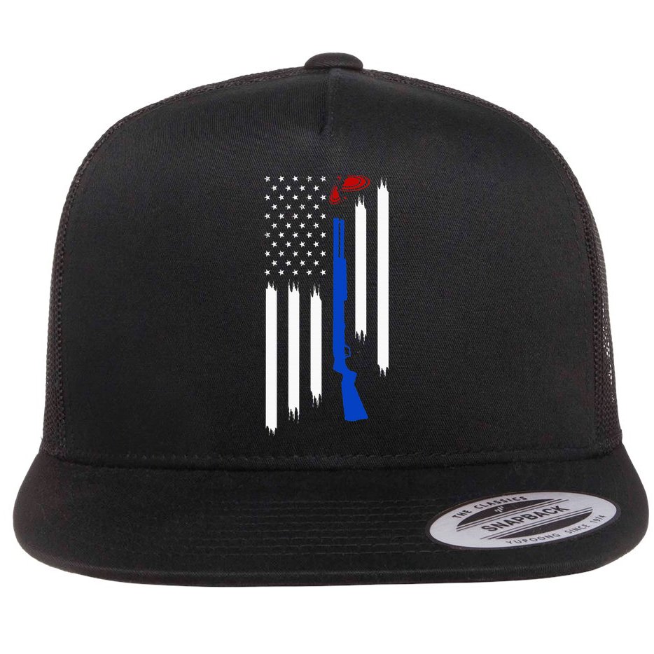 Patriotic Skeet Trap Clay Pigeon Shotgun Shooting Flat Bill Trucker Hat