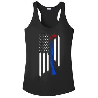 Patriotic Skeet Trap Clay Pigeon Shotgun Shooting Ladies PosiCharge Competitor Racerback Tank