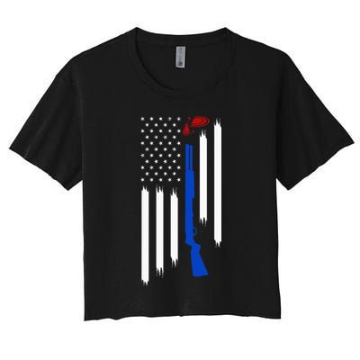 Patriotic Skeet Trap Clay Pigeon Shotgun Shooting Crop Top
