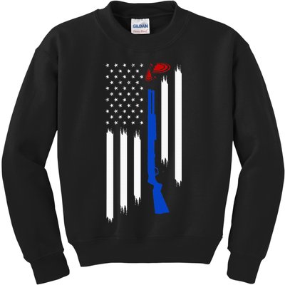 Patriotic Skeet Trap Clay Pigeon Shotgun Shooting Kids Sweatshirt