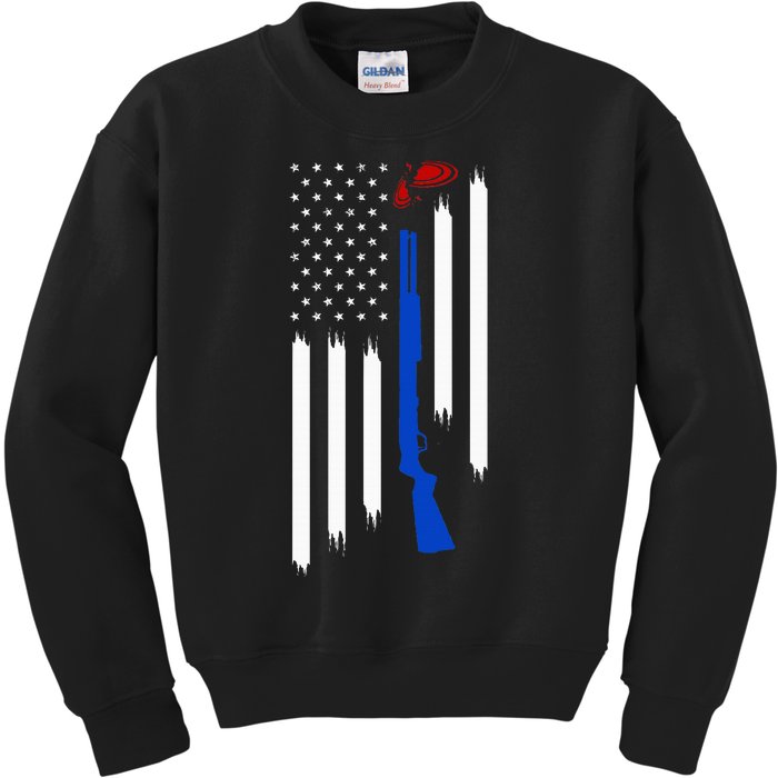 Patriotic Skeet Trap Clay Pigeon Shotgun Shooting Kids Sweatshirt