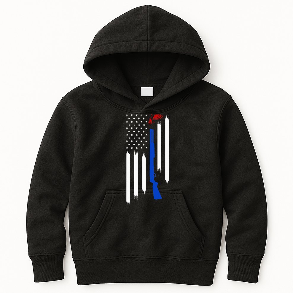 Patriotic Skeet Trap Clay Pigeon Shotgun Shooting Kids Hoodie