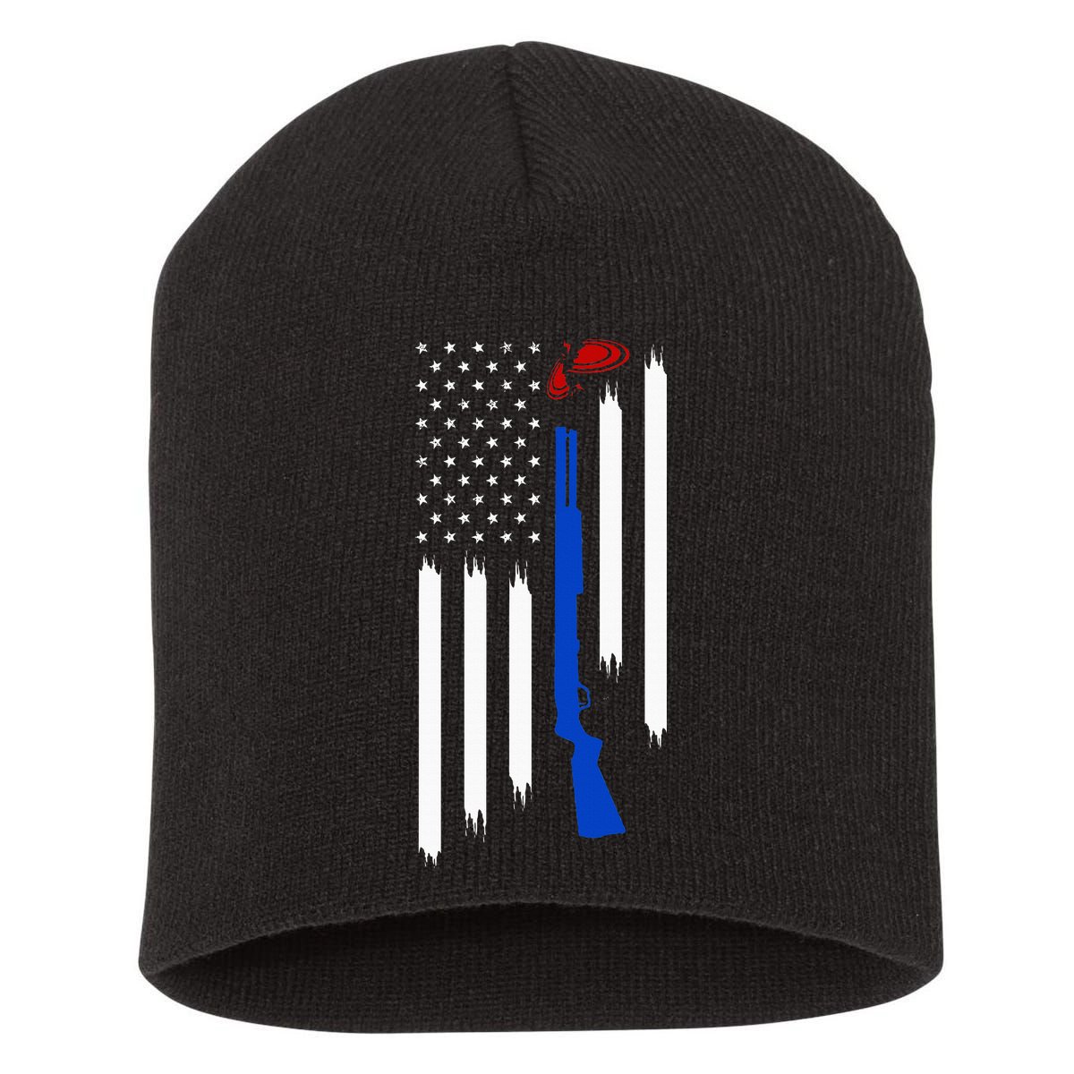 Patriotic Skeet Trap Clay Pigeon Shotgun Shooting Short Acrylic Beanie