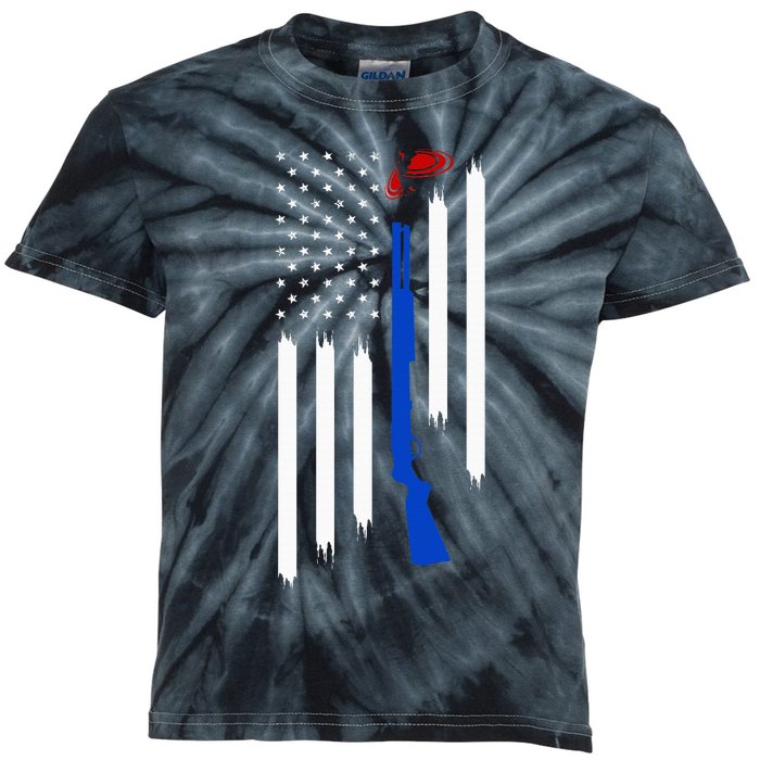 Patriotic Skeet Trap Clay Pigeon Shotgun Shooting Kids Tie-Dye T-Shirt