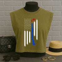 Patriotic Skeet Trap Clay Pigeon Shotgun Shooting Garment-Dyed Women's Muscle Tee