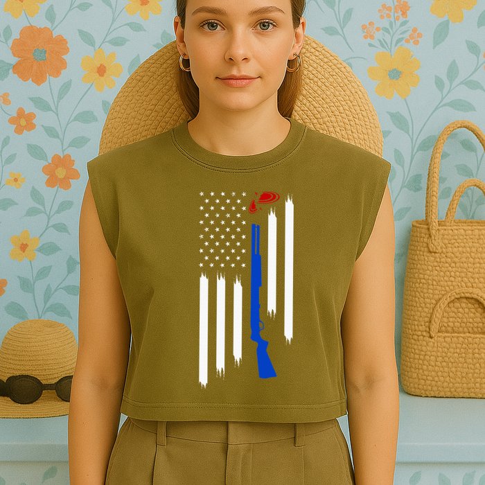 Patriotic Skeet Trap Clay Pigeon Shotgun Shooting Garment-Dyed Women's Muscle Tee