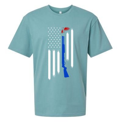 Patriotic Skeet Trap Clay Pigeon Shotgun Shooting Sueded Cloud Jersey T-Shirt