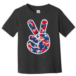 Peace Sign Tie Dye Red White Blue Fun 4th of July Toddler T-Shirt