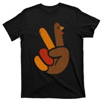 Peace Sign Turkey Hand Cool Thanksgiving T-Shirt