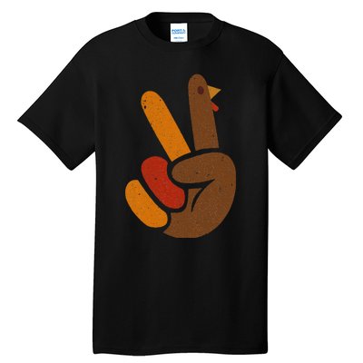 Peace Sign Turkey Hand Cool Thanksgiving Tall T-Shirt