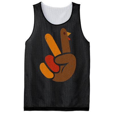 Peace Sign Turkey Hand Cool Thanksgiving Mesh Reversible Basketball Jersey Tank