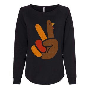 Peace Sign Turkey Hand Cool Thanksgiving Womens California Wash Sweatshirt