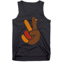 Peace Sign Turkey Hand Cool Thanksgiving Tank Top