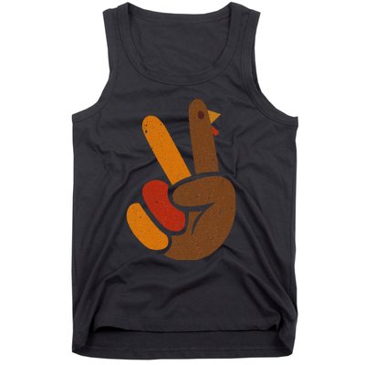 Peace Sign Turkey Hand Cool Thanksgiving Tank Top