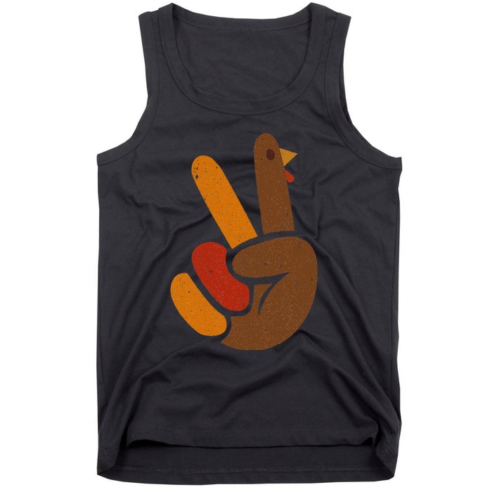 Peace Sign Turkey Hand Cool Thanksgiving Tank Top