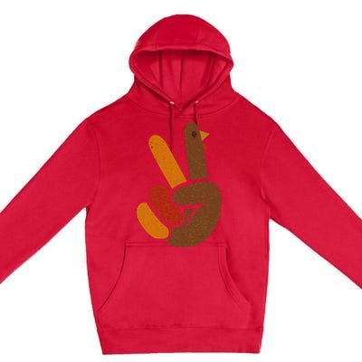 Peace Sign Turkey Hand Cool Thanksgiving Premium Pullover Hoodie