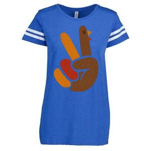 Peace Sign Turkey Hand Cool Thanksgiving Enza Ladies Jersey Football T-Shirt