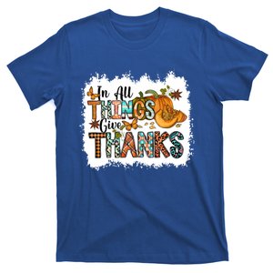 Pumpkin Stacked Thanksgiving Gift Give Thanks All Things Gift T-Shirt