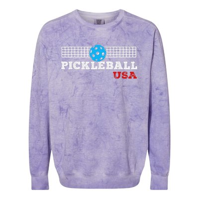 Pickleball Support the Team Pickleball Player USA Flag Colorblast Crewneck Sweatshirt