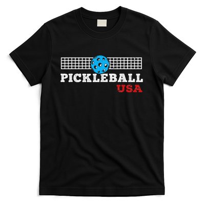 Pickleball Support the Team Pickleball Player USA Flag T-Shirt