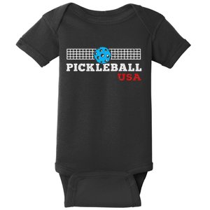 Pickleball Support the Team Pickleball Player USA Flag Baby Bodysuit