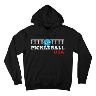 Pickleball Support the Team Pickleball Player USA Flag Tall Hoodie