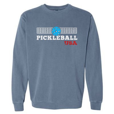 Pickleball Support the Team Pickleball Player USA Flag Garment-Dyed Sweatshirt