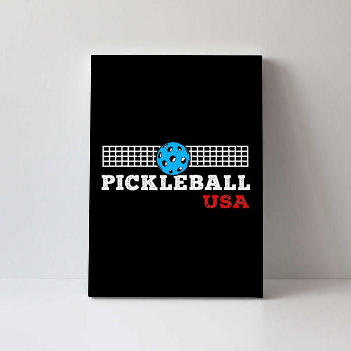 Pickleball Support the Team Pickleball Player USA Flag Canvas