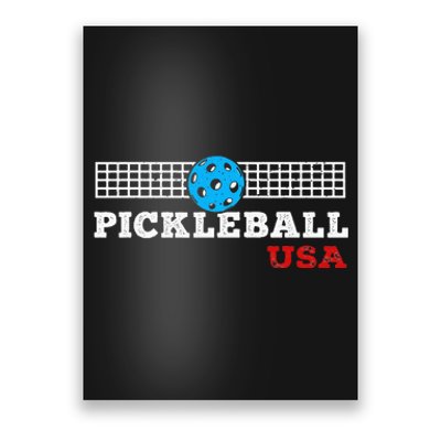 Pickleball Support the Team Pickleball Player USA Flag Poster