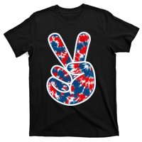 Peace Sign Tie Dye Red White Blue Fun 4th of July Tee T-Shirt