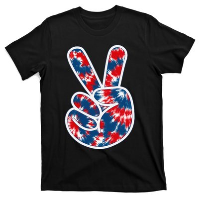 Peace Sign Tie Dye Red White Blue Fun 4th of July Tee T-Shirt