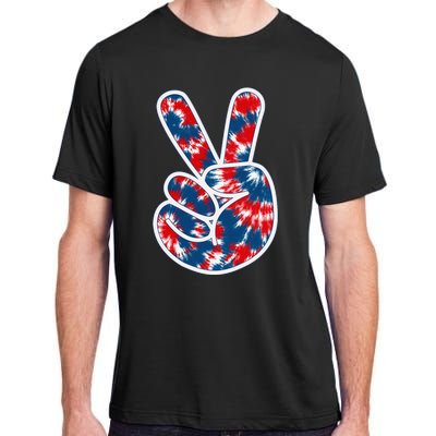 Peace Sign Tie Dye Red White Blue Fun 4th of July Tee Adult ChromaSoft Performance T-Shirt