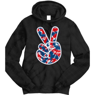 Peace Sign Tie Dye Red White Blue Fun 4th of July Tee Tie Dye Hoodie