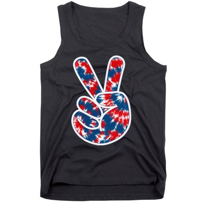 Peace Sign Tie Dye Red White Blue Fun 4th of July Tee Tank Top