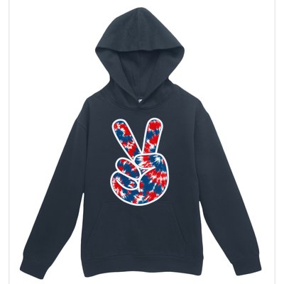 Peace Sign Tie Dye Red White Blue Fun 4th of July Tee Urban Pullover Hoodie