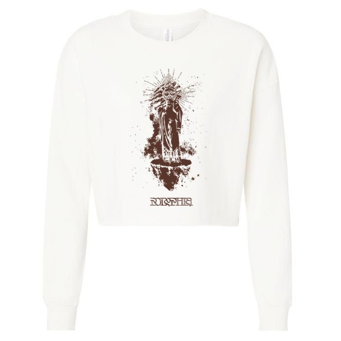 Polyphia Sunman Tan Cropped Pullover Crew