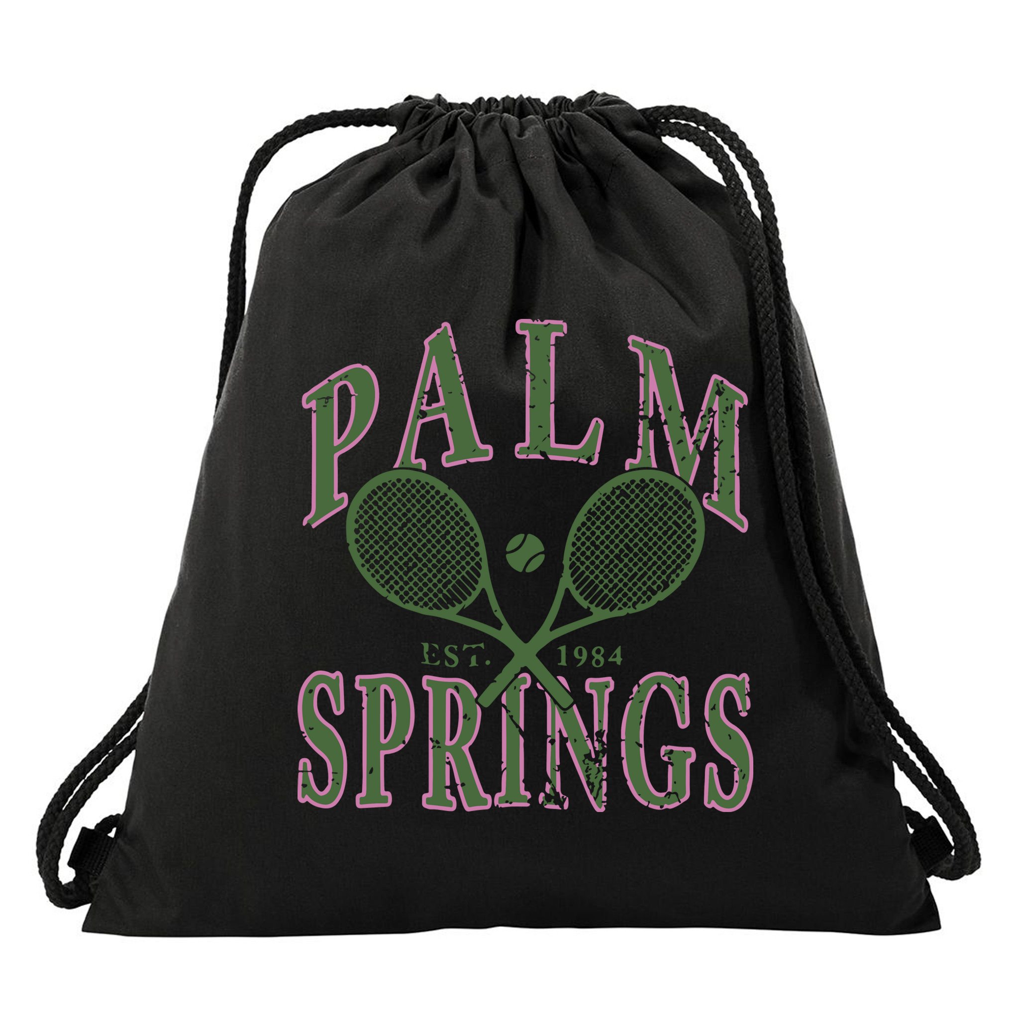 Palm Springs Tennis Drawstring Bag