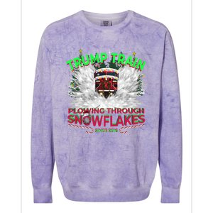 Plow Snowflakes This Christmas And Don A Maga Trump Train 2024 Meaningful Gift Colorblast Crewneck Sweatshirt