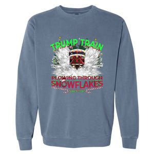 Plow Snowflakes This Christmas And Don A Maga Trump Train 2024 Meaningful Gift Garment-Dyed Sweatshirt