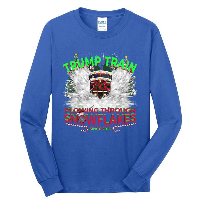 Plow Snowflakes This Christmas And Don A Maga Trump Train 2024 Meaningful Gift Tall Long Sleeve T-Shirt