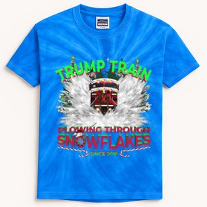 Plow Snowflakes This Christmas And Don A Maga Trump Train 2024 Meaningful Gift Kids Tie-Dye T-Shirt