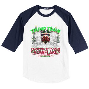 Plow Snowflakes This Christmas And Don A Maga Trump Train 2024 Meaningful Gift Baseball Sleeve Shirt