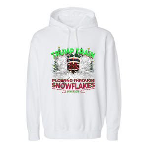 Plow Snowflakes This Christmas And Don A Maga Trump Train 2024 Meaningful Gift Garment-Dyed Fleece Hoodie