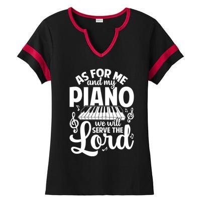 Piano Serve The Lord Christian Piano Player Pianist Keyboard Gift Ladies Halftime Notch Neck Tee