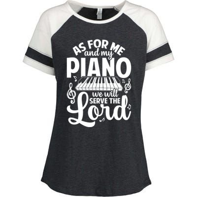 Piano Serve The Lord Christian Piano Player Pianist Keyboard Gift Enza Ladies Jersey Colorblock Tee