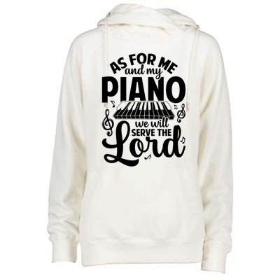 Piano Serve The Lord Christian Piano Player Pianist Keyboard Gift Womens Funnel Neck Pullover Hood