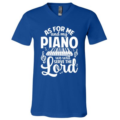 Piano Serve The Lord Christian Piano Player Pianist Keyboard Gift V-Neck T-Shirt